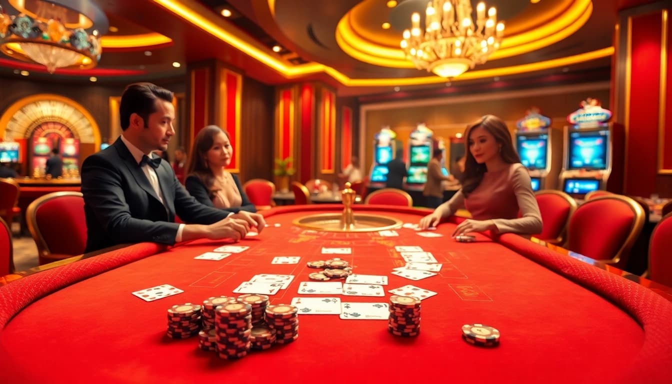Experience the thrill of baccarat at 99ok with vibrant casino elements and engaged players.