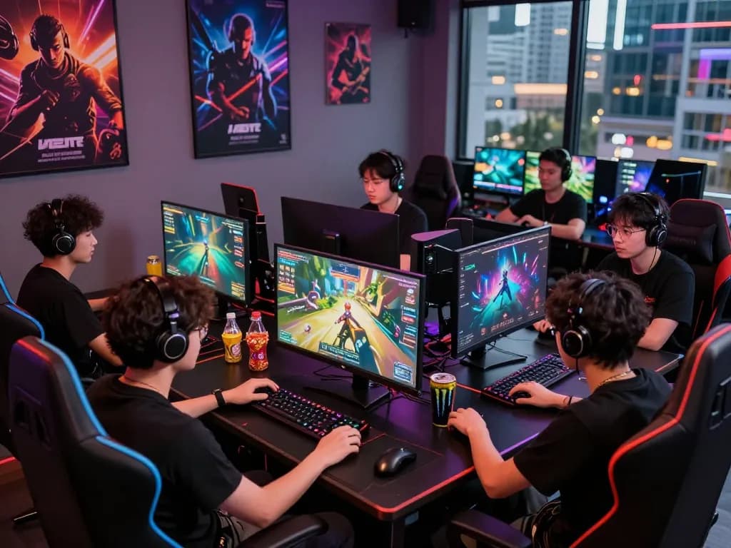 Dewi100 online gaming session with players engaged in intense gameplay and vibrant visual displays.