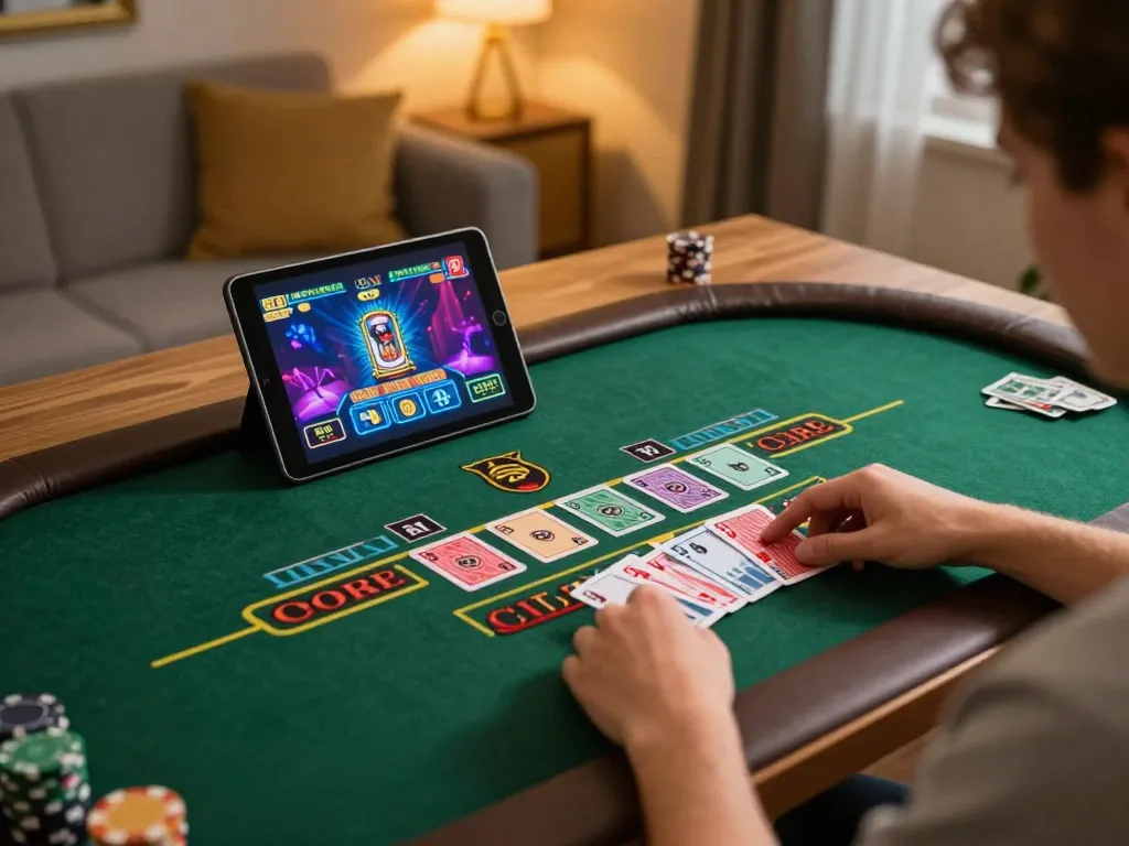 Engaging in pg88 live casino gaming on a tablet, showcasing dynamic gameplay.