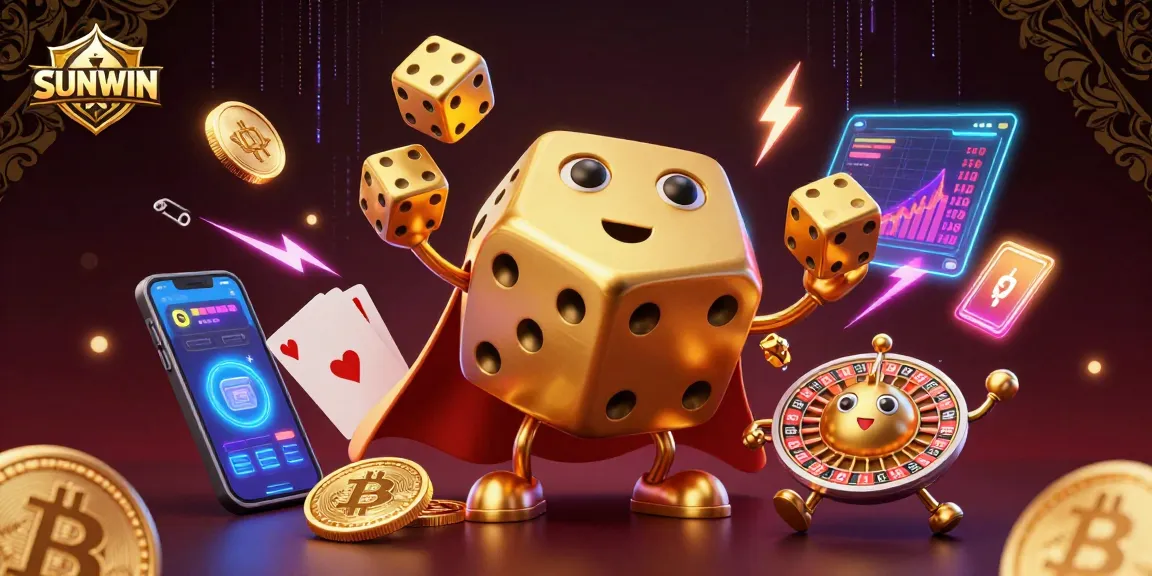 SUNWIN invites players to experience engaging casino adventures with golden dice and vibrant crypto elements.