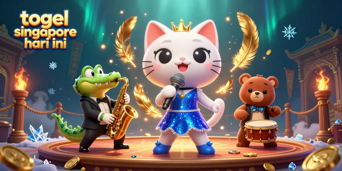Togel Singapore hari ini visualizes a lively casino scene featuring a jazz-singer cat, saxophone crocodile, and drum-playing bear.