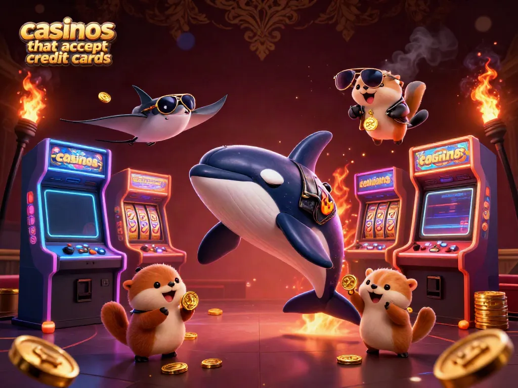 Celebrate with a 3D cartoon orca and friends at casinos that accept credit cards.