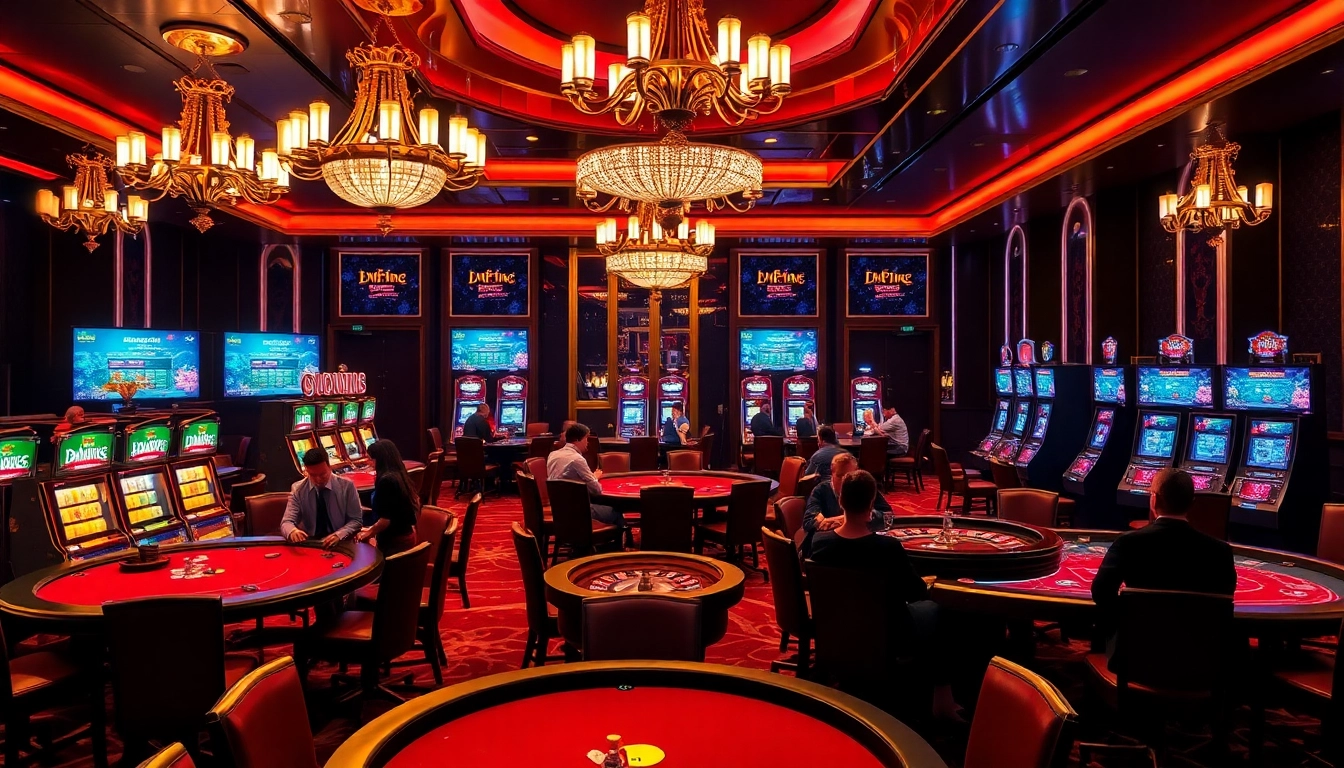 Players enjoying a thrilling experience at sodocasino with colorful gambling elements and elegant decor.