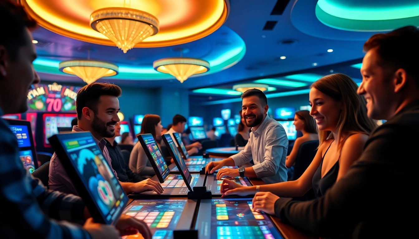 Exciting online gambling scene at 66club featuring players in a modern digital casino.