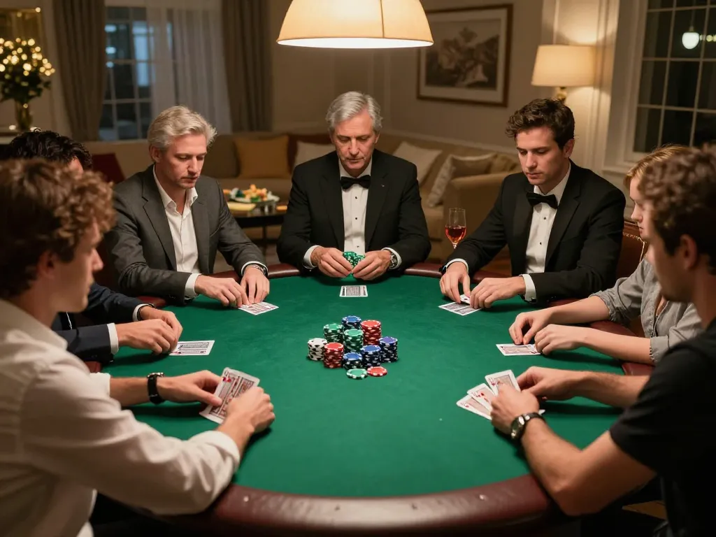 Competitive poker game at home featuring taixiusunwin.art's engaging strategies and interactions.