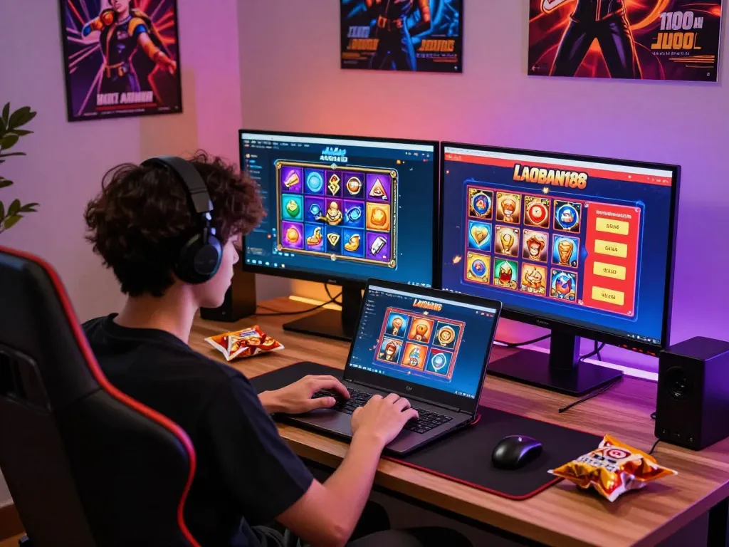 Pengalaman bermain yang menarik di platform slot LAOBAN188 dengan pemain antusias menjelajahi permainan dan promosi.