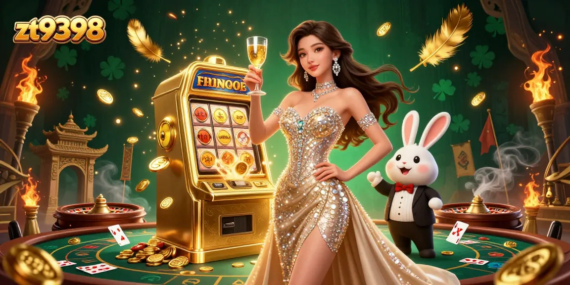 Celebrate your wins at zt9398 with a dazzling casino illustration, featuring jackpots and vibrant gameplay.