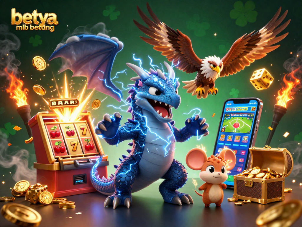 Engage in betya mlb betting with a dynamic illustration of characters and casino elements.