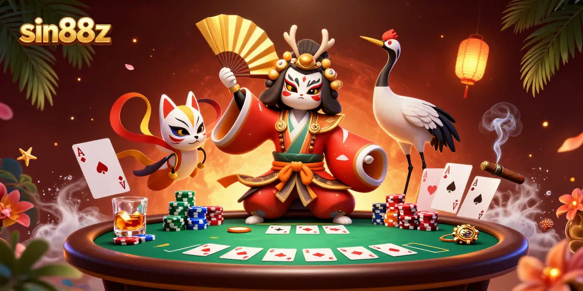 Engage with sin88z through a vibrant poker scene featuring diverse gaming elements.