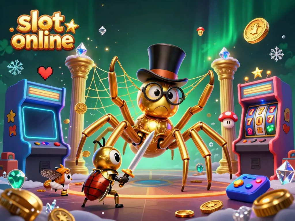 Engage in spinning fortunes with slot online alongside vibrant 3D characters in a casino scene.