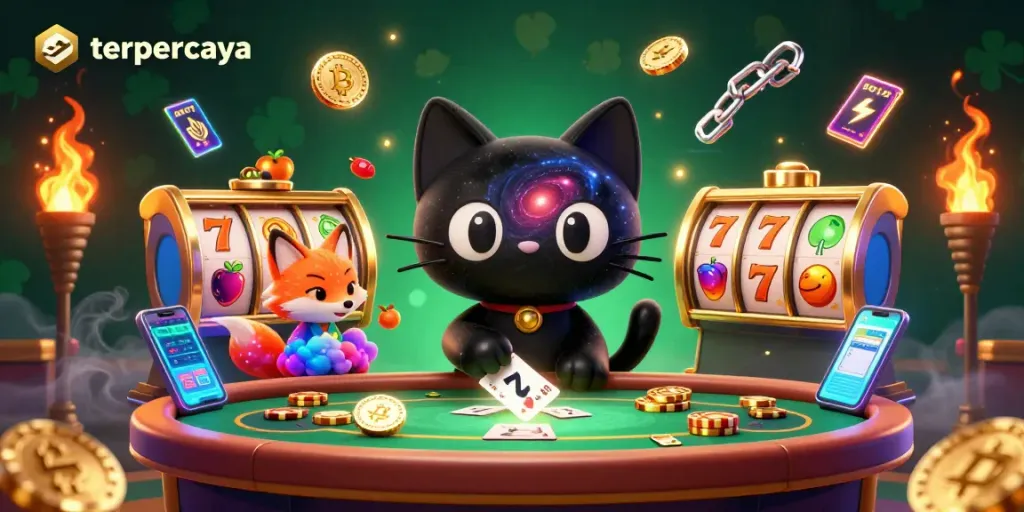 Memainkan slot terpercaya dengan kucing hitam dan rubah nebula di kasino galaksi yang penuh warna.