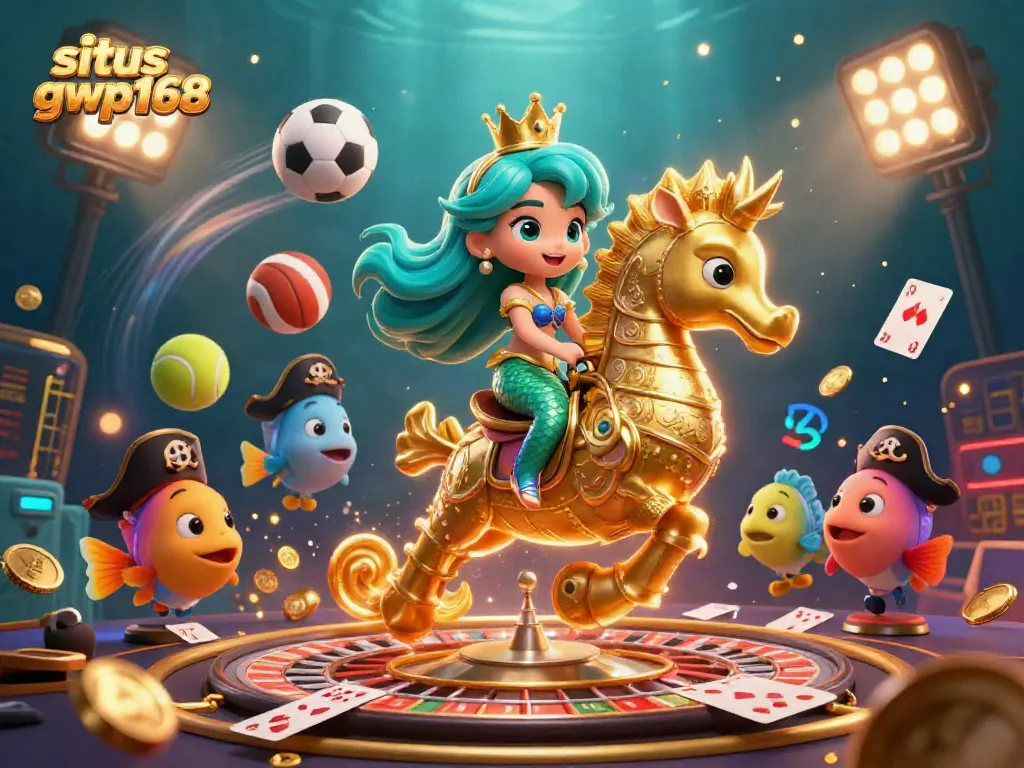 Permainan langsung situs gwp168 dengan dealer dan elemen kasino yang menarik dalam ilustrasi 3D yang dinamis.