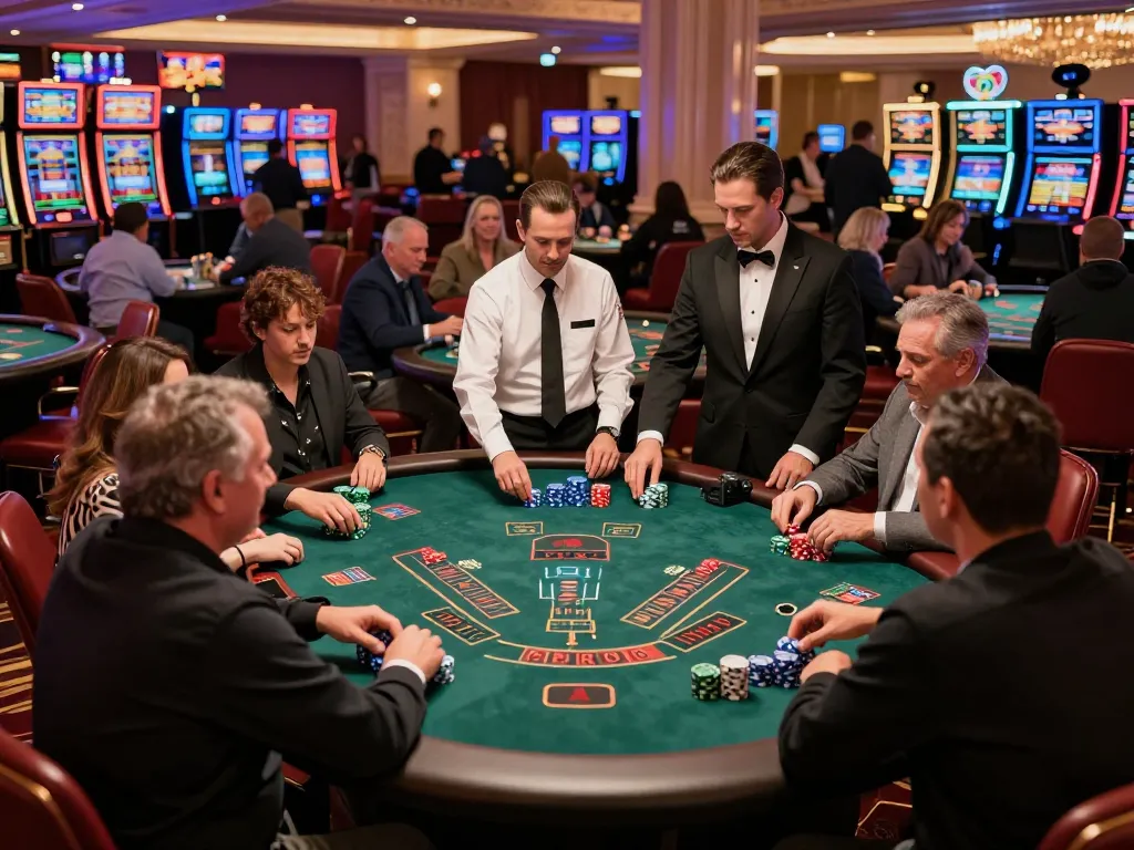 Players engaging in a strategic blackjack game at the casino, showcasing the thrill of SC88 gaming.