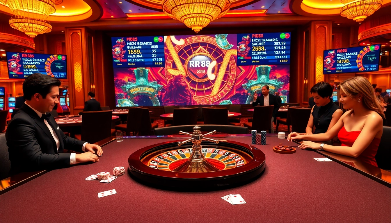 Experience the excitement of RR 88 at a luxurious casino table with roulette and poker chips.