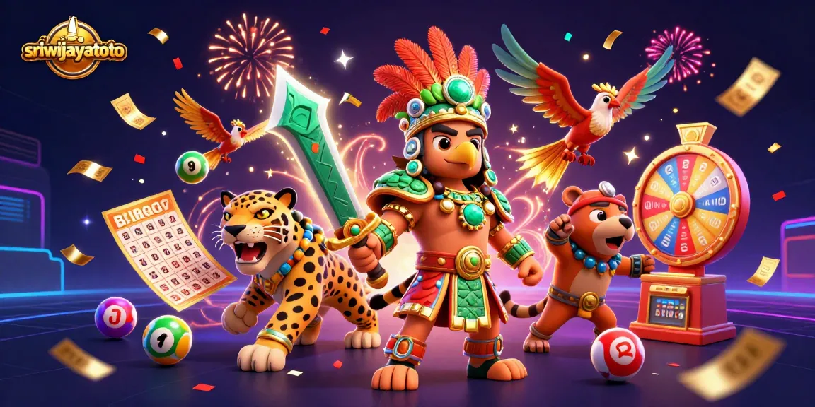 Sriwijayatoto offers thrilling lottery experiences with vibrant visuals and winning elements in a dynamic scene.