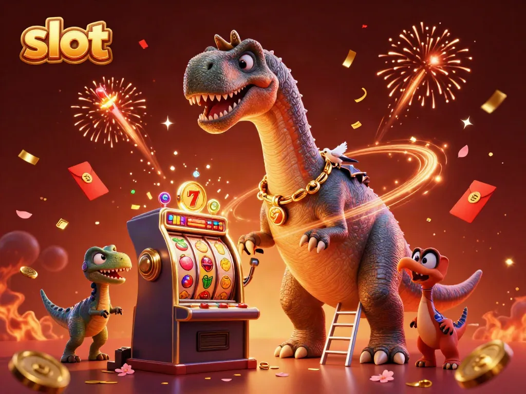 Slot mesin dari dinosaurus raksasa dan raptor, mengasyikkan permainan kasino.