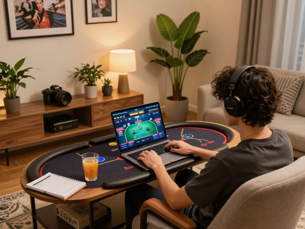 Engaged player enjoying an online casino experience with Liên minh okwin on a laptop.