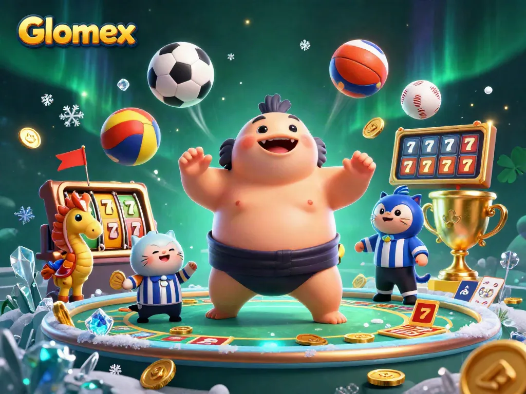 Glomex showcases a lively underwater casino scene with vibrant characters and dynamic gaming elements