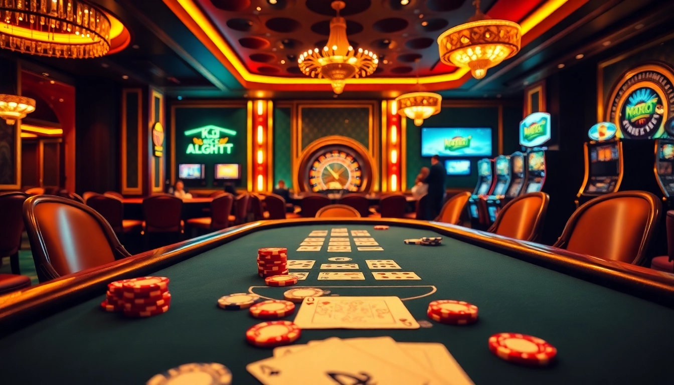 Exciting blackjack action at KJC LGBT-themed casino table with colorful poker chips.