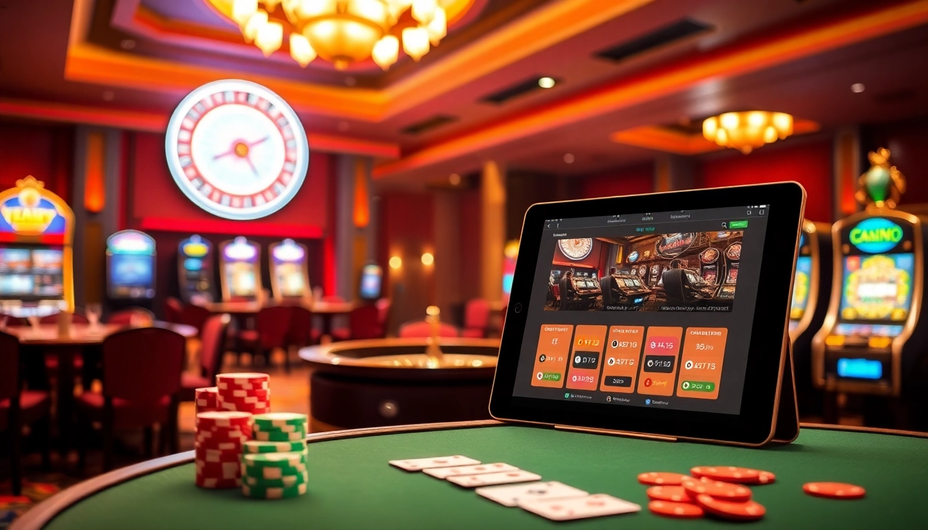 Players enjoying thrilling games at Sam86's online casino, featuring vibrant tables and slot machines.