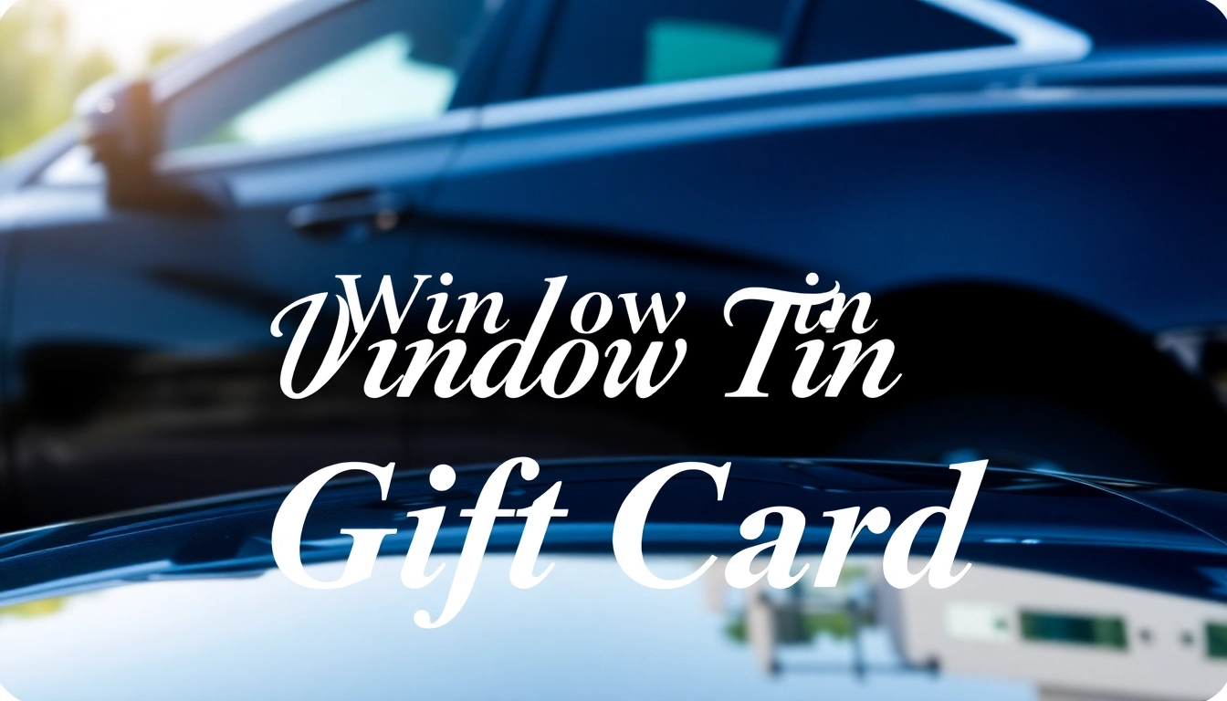 Offer a window tint gift card designed for automotive enthusiasts featuring a glossy finish and stylish text.