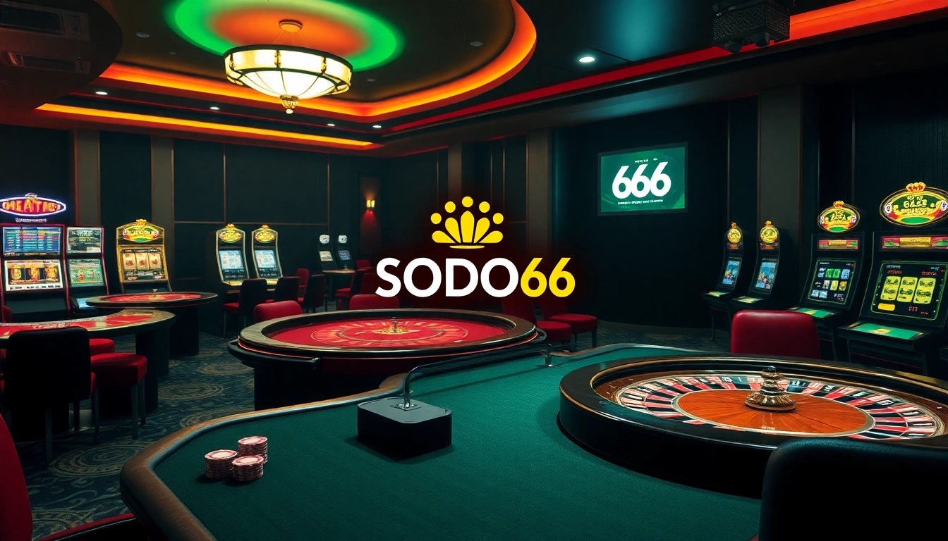 SODO66 online casino scene showcasing poker chips and roulette wheel in an elegant setting