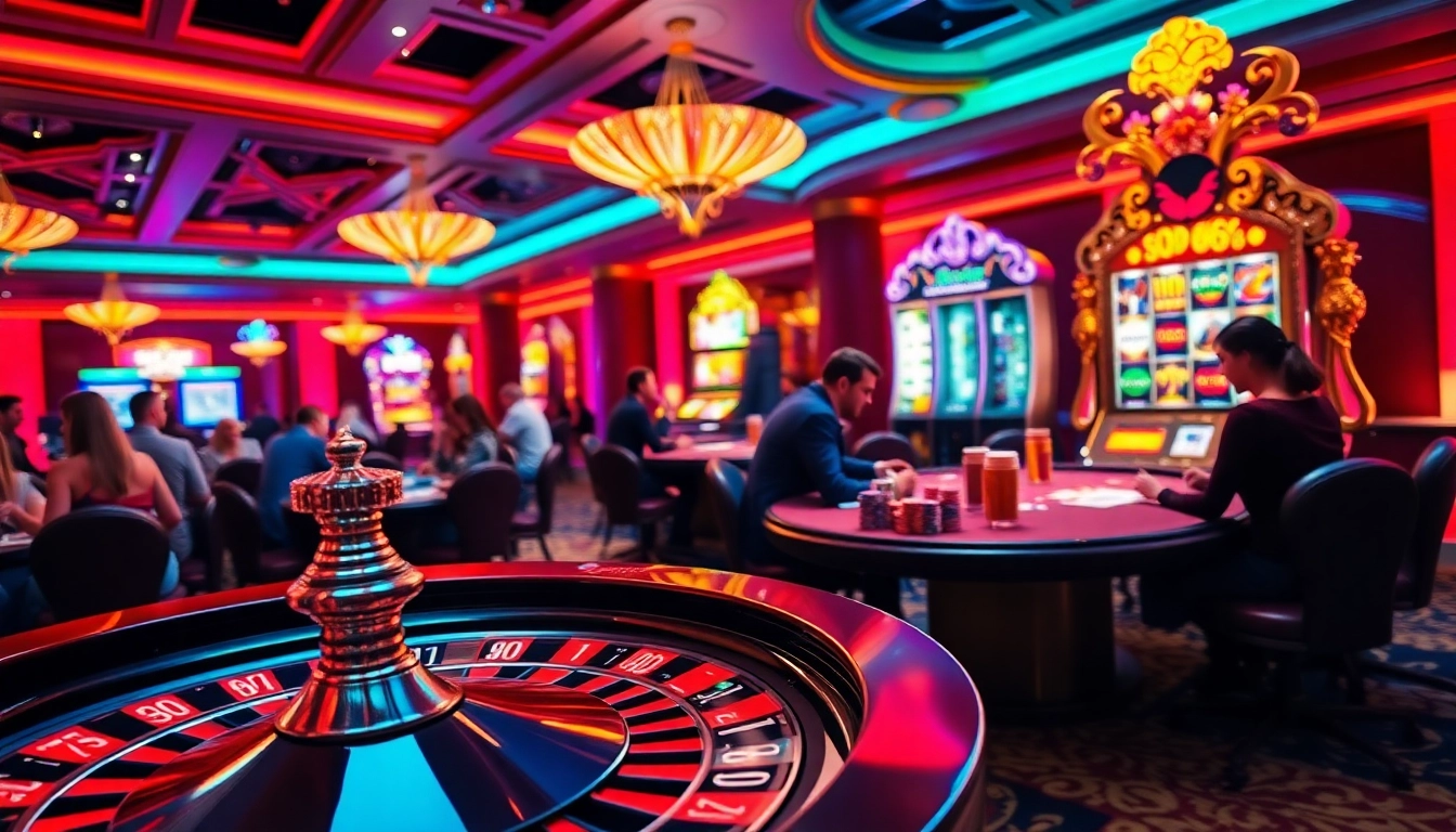 SODO66 gamblers engaging at a lavish casino table, with a roulette wheel and poker chips.