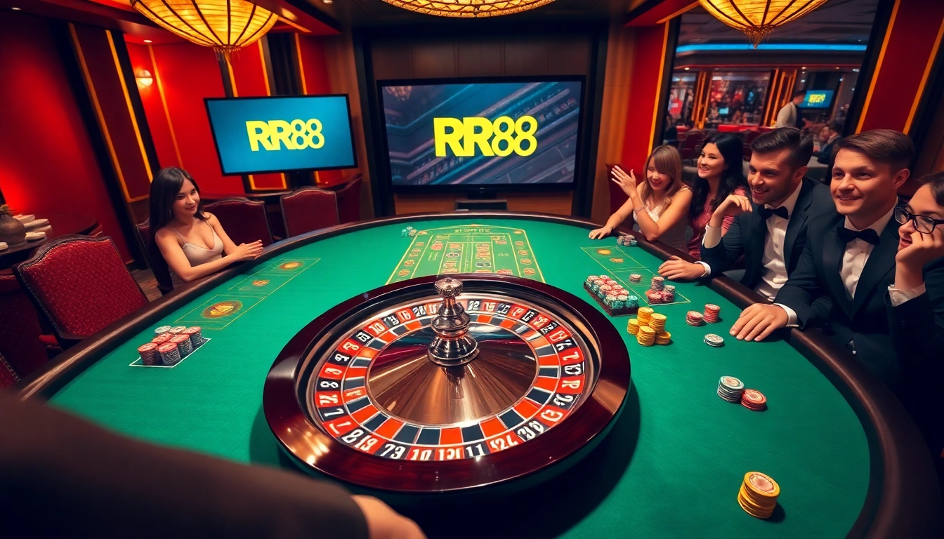 Experience thrilling gameplay at RR 88 casino with poker tables and roulette wheels.