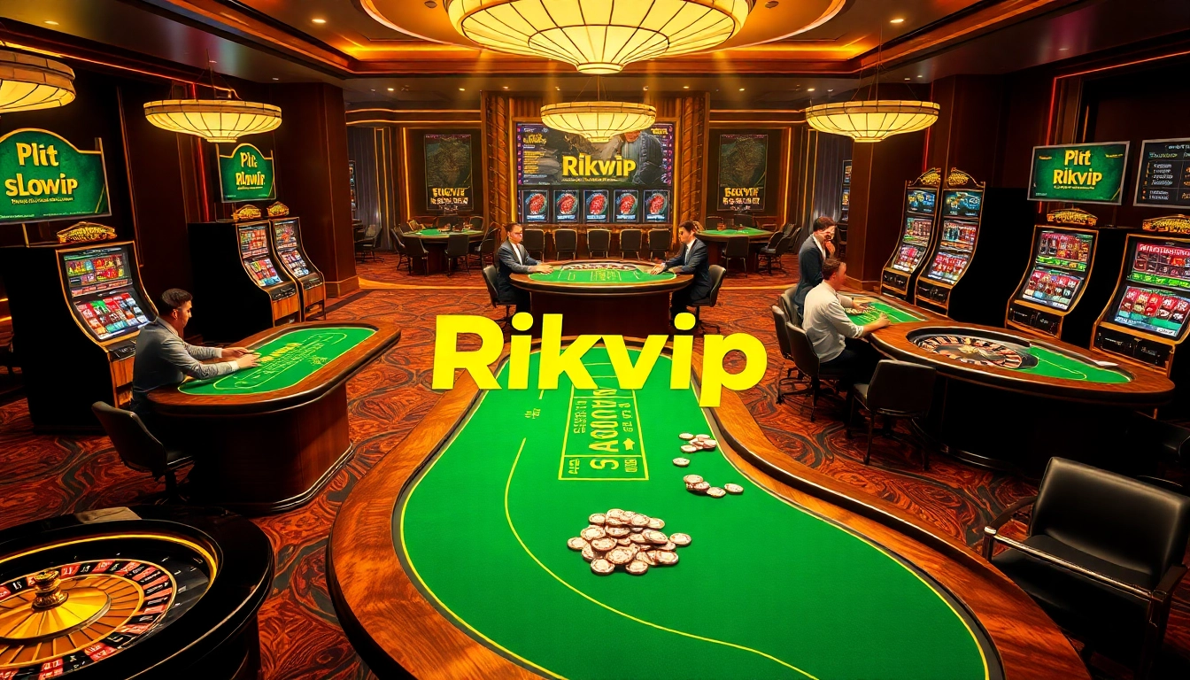 Rikvip players engaging in an exciting online gambling experience at vibrant casino tables.