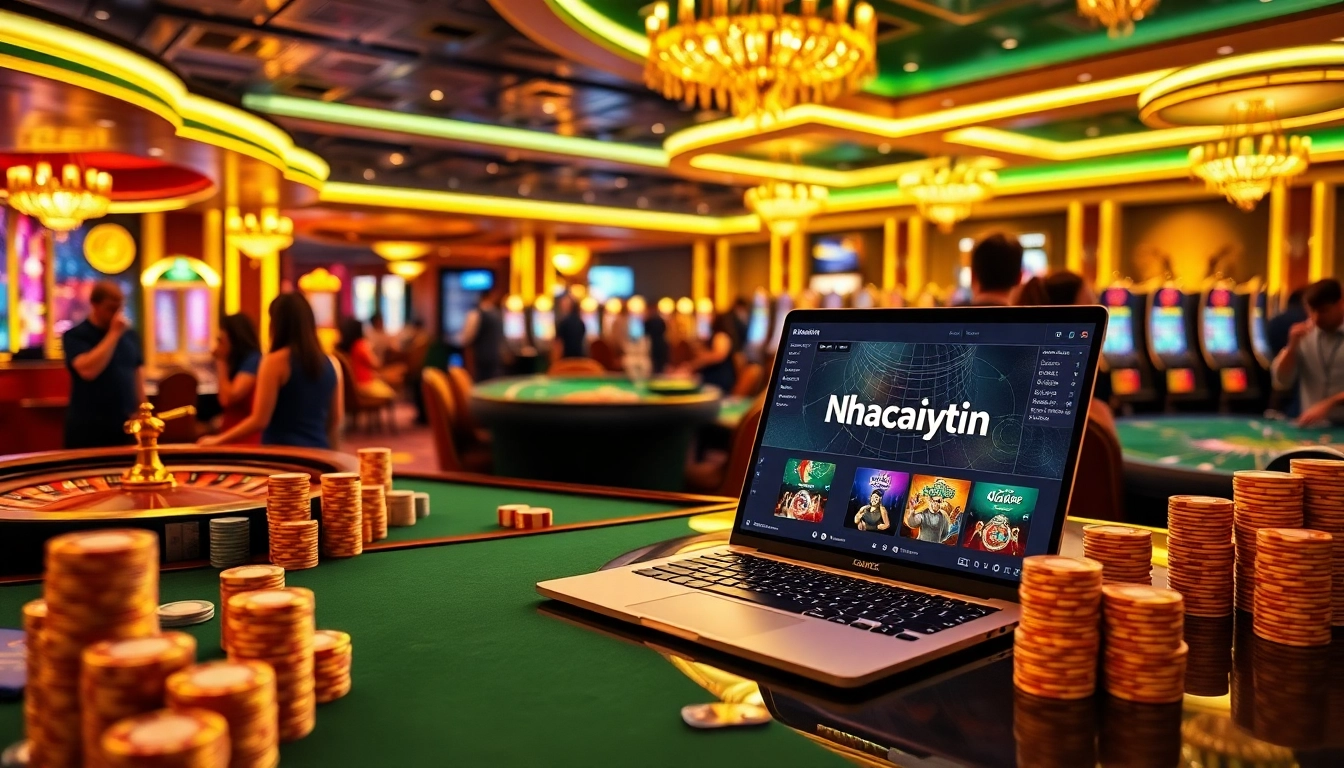 Experience the excitement of online gambling with Nhacaiuytin at a luxurious casino.
