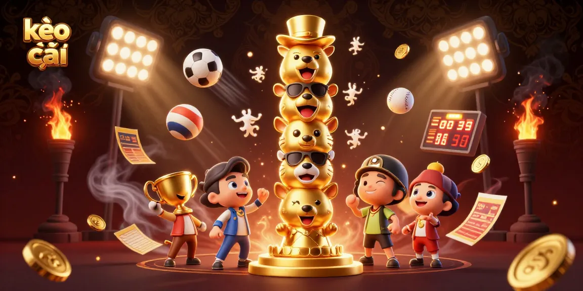 Betting with kèo nhà cái: Experience dynamic sports action with casino elements in a rich, colorful illustration.